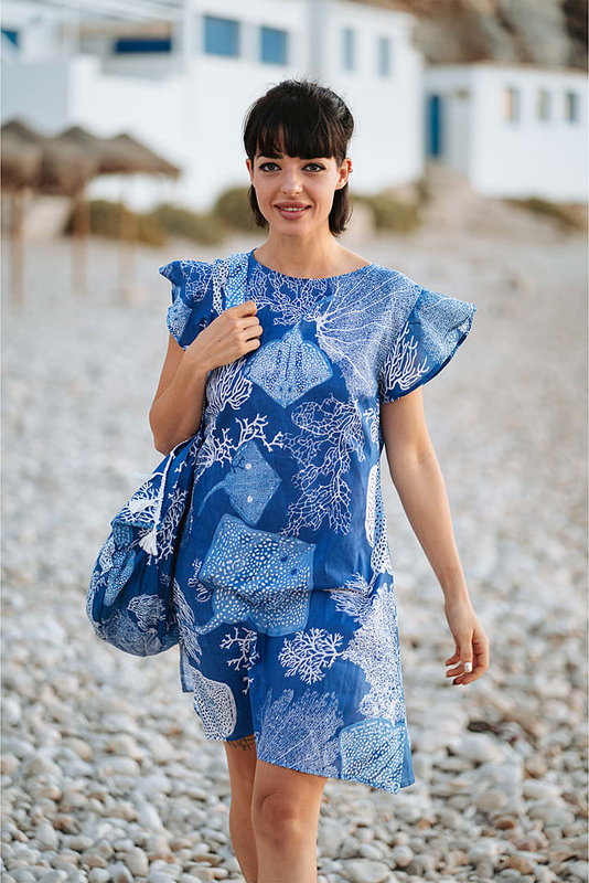 Niebieska sukienka Isla Bonita By Sigris z bawełny prosta mini