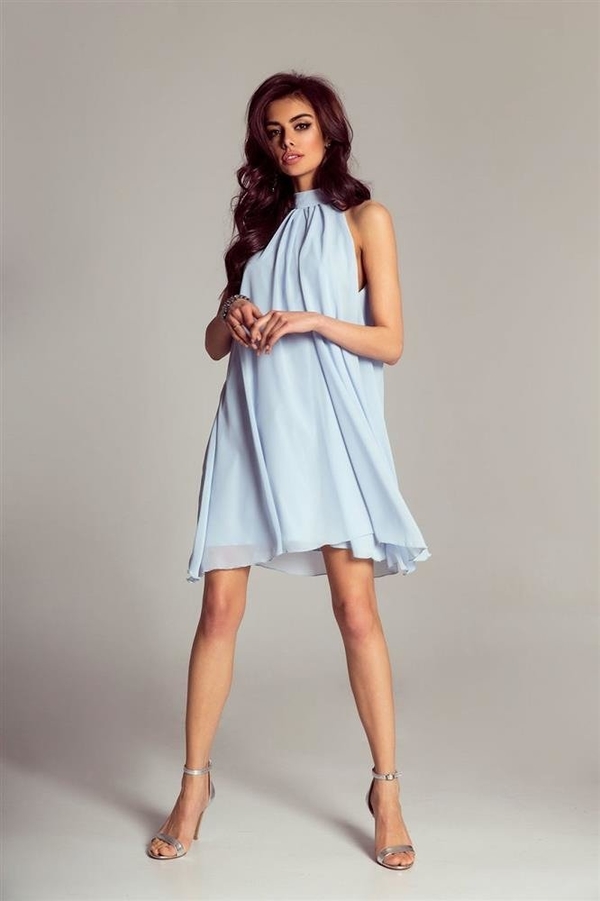 Niebieska sukienka Ivon z szyfonu