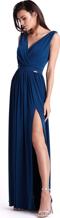 Niebieska sukienka Ivon z tkaniny maxi