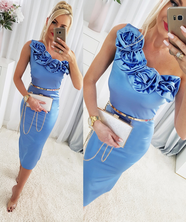 Niebieska sukienka Iwette Fashion w stylu casual mini prosta
