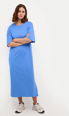 Niebieska sukienka Kaffe z długim rękawem midi w stylu casual