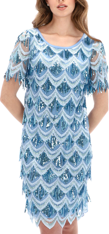 Niebieska sukienka L’AF z krótkim rękawem w stylu boho z okrągłym dekoltem