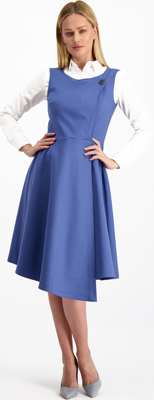 Niebieska sukienka Lavard z bawełny z okrągłym dekoltem