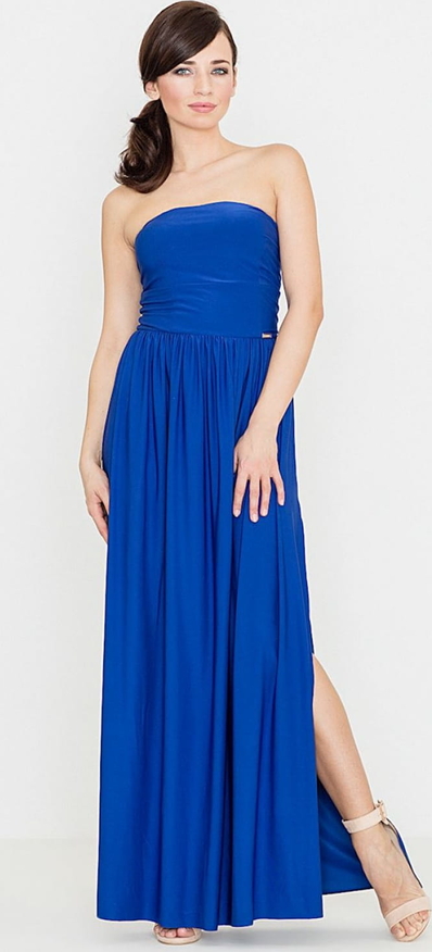 Niebieska sukienka LENITIF bez rękawów maxi