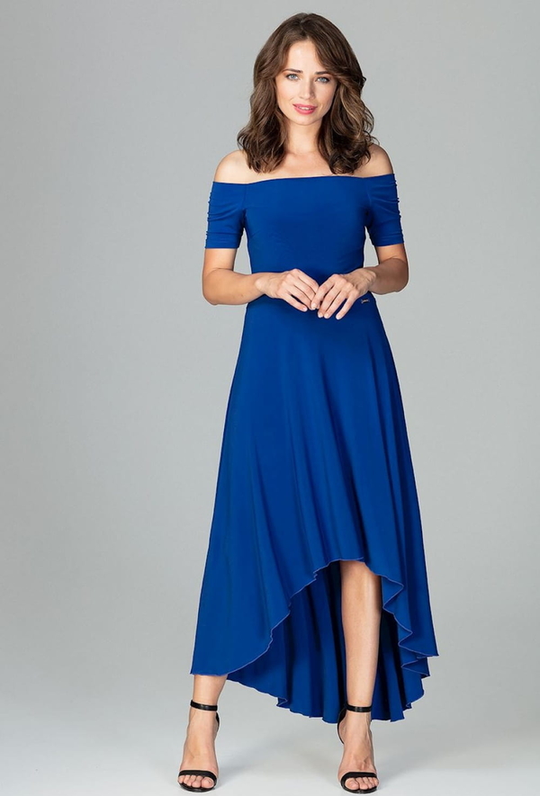 Niebieska sukienka LENITIF z krótkim rękawem