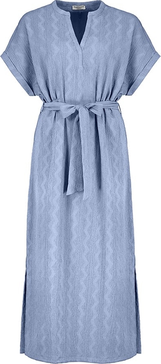 Niebieska sukienka Limango Polska w stylu casual z dekoltem w kształcie litery v z krótkim rękawem