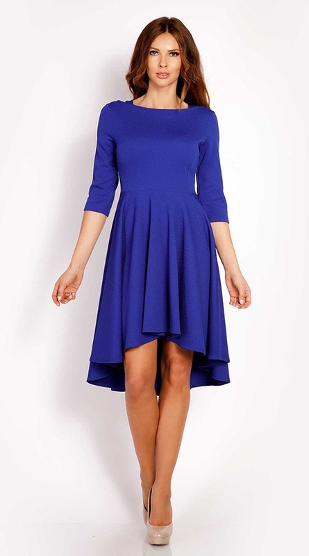 Niebieska sukienka Lou-Lou z długim rękawem z okrągłym dekoltem mini