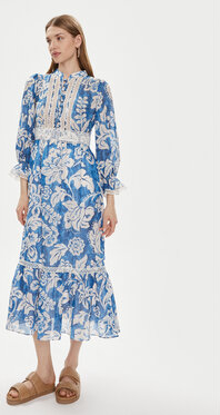 Niebieska sukienka Luisa Spagnoli z długim rękawem w stylu casual