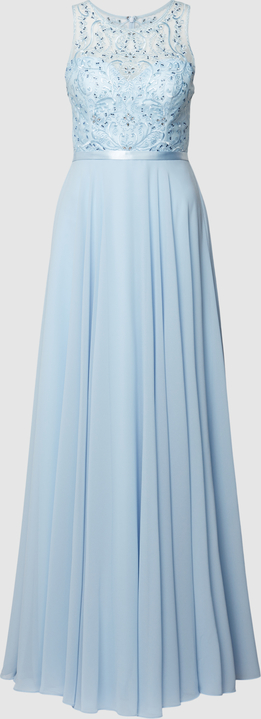 Niebieska sukienka Luxuar Fashion bez rękawów maxi z szyfonu
