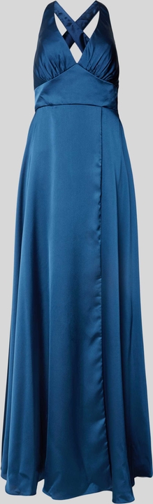 Niebieska sukienka Luxuar Fashion maxi na ramiączkach rozkloszowana
