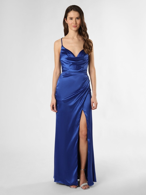 Niebieska sukienka Luxuar Fashion z satyny