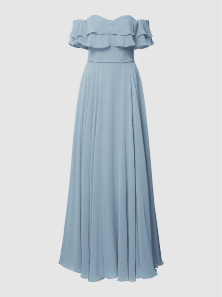 Niebieska sukienka Luxuar Fashion z szyfonu maxi