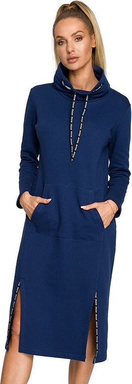 Niebieska sukienka Made Of Emotion w stylu casual z długim rękawem midi