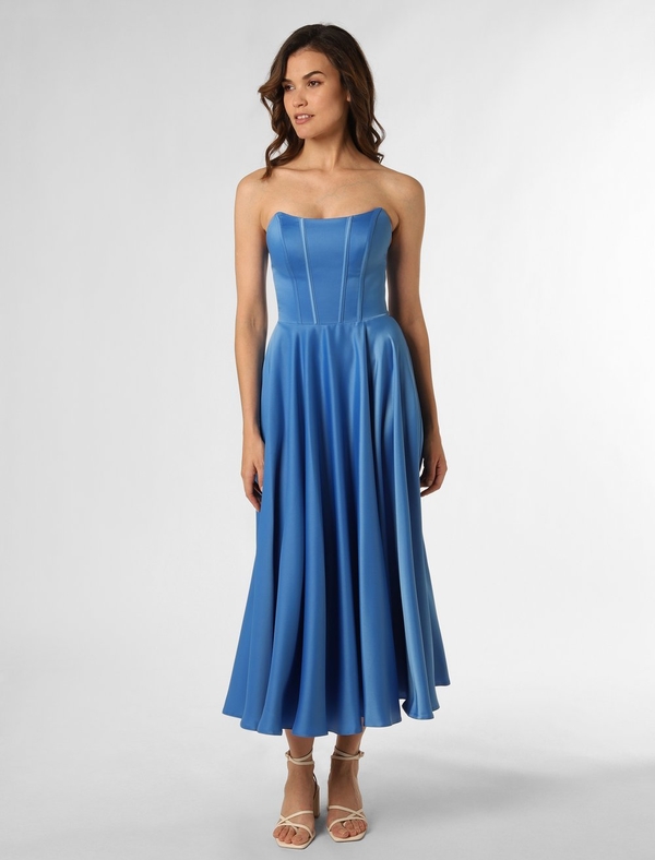 Niebieska sukienka Marie Lund gorsetowa z satyny