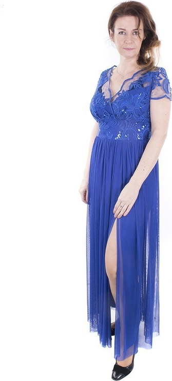 Niebieska sukienka Marselini maxi z dekoltem w kształcie litery v