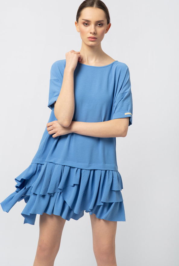Niebieska sukienka Miss Lk w stylu casual oversize mini