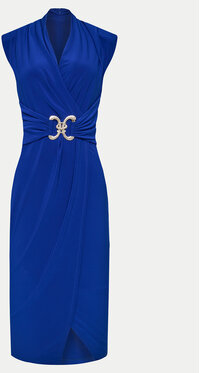 Niebieska sukienka MODIVO z dekoltem w kształcie litery v bez rękawów ołówkowa