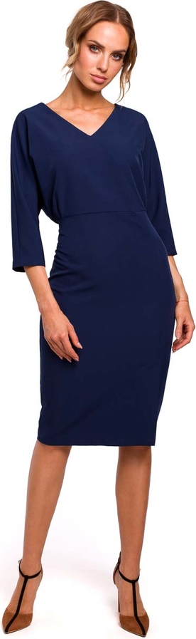 Niebieska sukienka MOE z długim rękawem midi