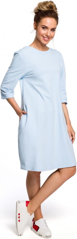 Niebieska sukienka MOE z długim rękawem mini