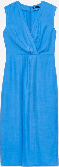 Niebieska sukienka Mohito bez rękawów kopertowa z dekoltem w kształcie litery v