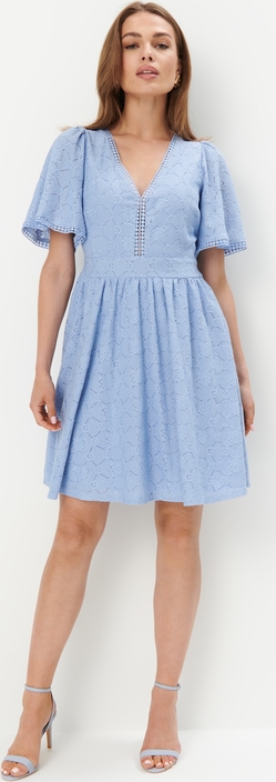 Niebieska sukienka Mohito w stylu casual mini z krótkim rękawem