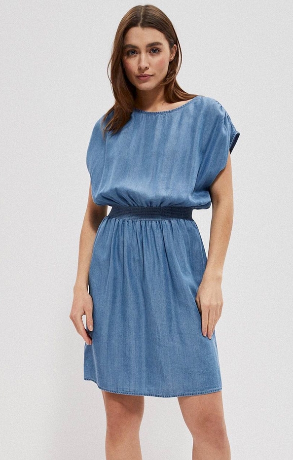 Niebieska sukienka Moodo.pl mini z krótkim rękawem w stylu casual