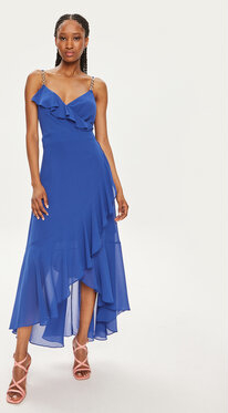 Niebieska sukienka Morgan na ramiączkach z dekoltem w kształcie litery v maxi