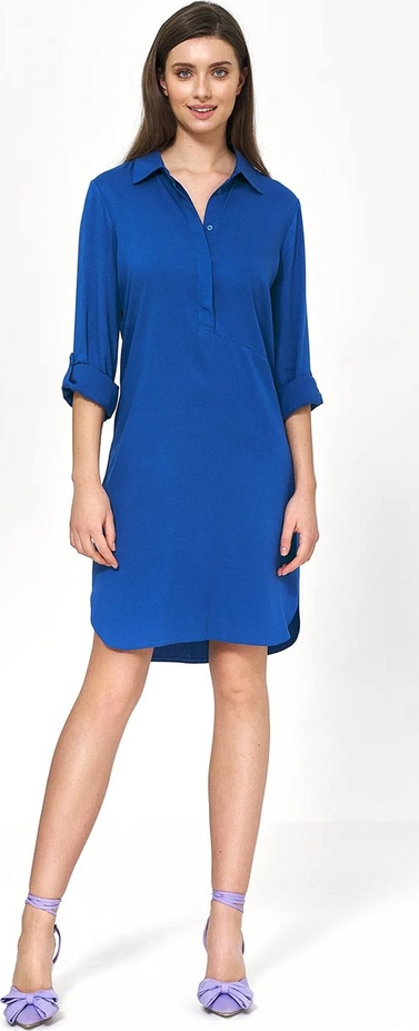 Niebieska sukienka Nife z długim rękawem mini w stylu casual