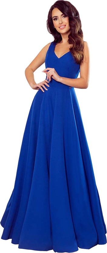 Niebieska sukienka NUMOCO z dekoltem w kształcie litery v