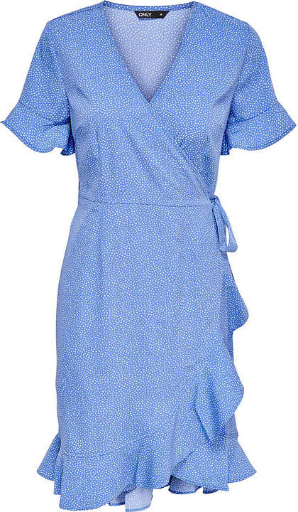 Niebieska sukienka Only z dekoltem w kształcie litery v w stylu casual kopertowa