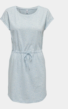 Niebieska sukienka Only z krótkim rękawem z okrągłym dekoltem w stylu casual