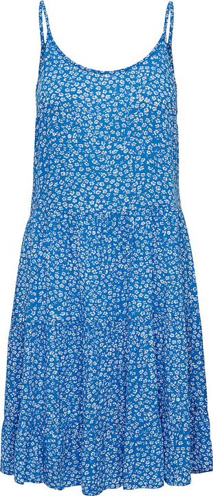Niebieska sukienka Only z okrągłym dekoltem w stylu casual na ramiączkach
