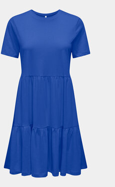 Niebieska sukienka Only z okrągłym dekoltem z krótkim rękawem