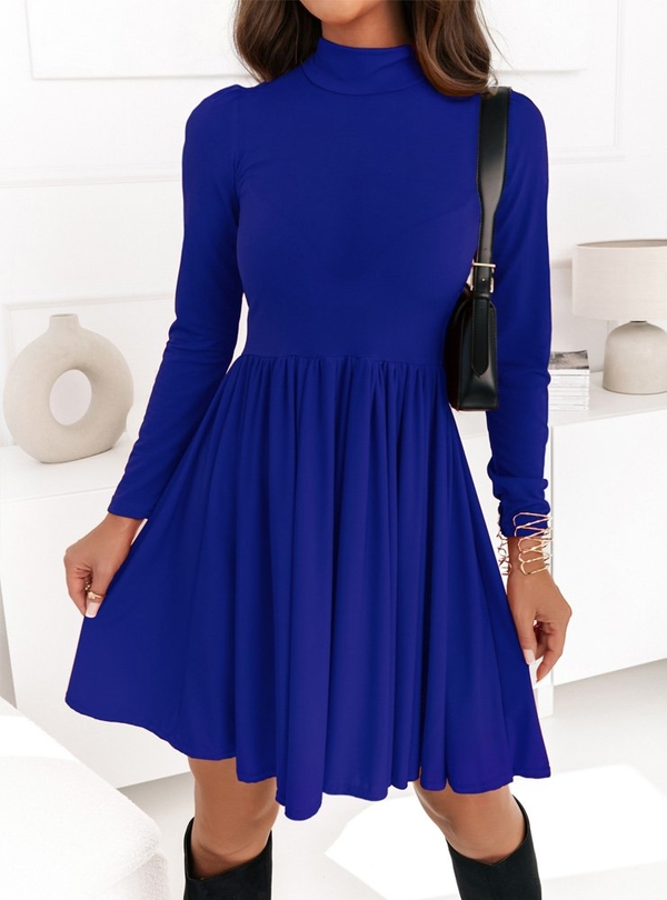 Niebieska sukienka Pakuten rozkloszowana mini