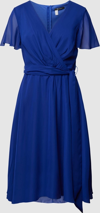 Niebieska sukienka Paradi z krótkim rękawem z dekoltem w kształcie litery v