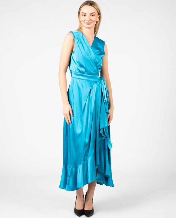 Niebieska sukienka Pinko z tkaniny maxi