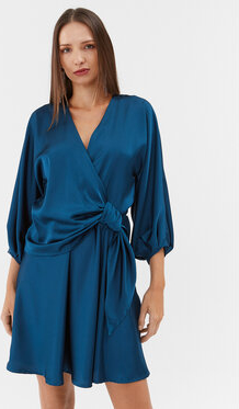 Niebieska sukienka PLEASE z dekoltem w kształcie litery v mini w stylu casual