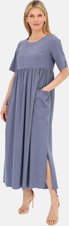 Niebieska sukienka POTIS & VERSO maxi z bawełny z okrągłym dekoltem