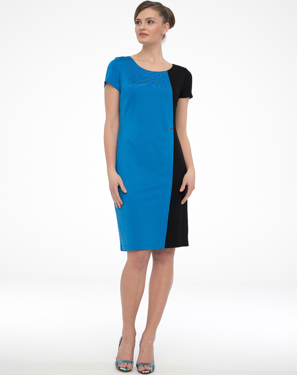 Niebieska sukienka POTIS & VERSO z krótkim rękawem dopasowana