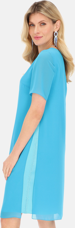 Niebieska sukienka POTIS & VERSO z okrągłym dekoltem z krótkim rękawem