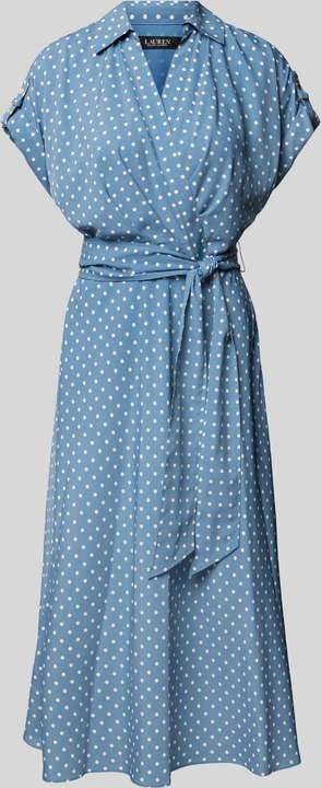 Niebieska sukienka Ralph Lauren z dekoltem w kształcie litery v w stylu casual midi
