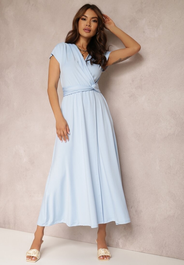 Niebieska sukienka Renee z dekoltem w kształcie litery v