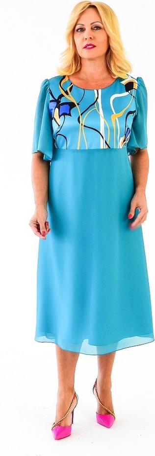 Niebieska sukienka Roxana - sukienki maxi z długim rękawem