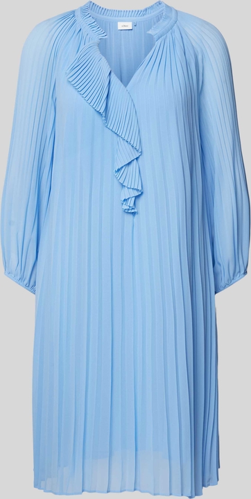 Niebieska sukienka S.Oliver Black Label z szyfonu z długim rękawem w stylu casual