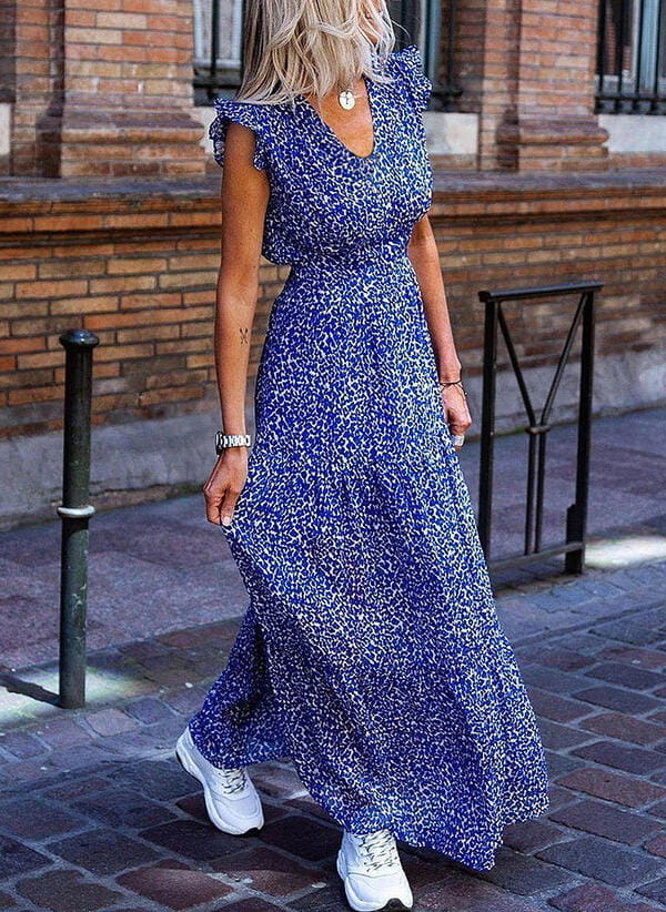 Niebieska sukienka Sandbella z dekoltem w kształcie litery v