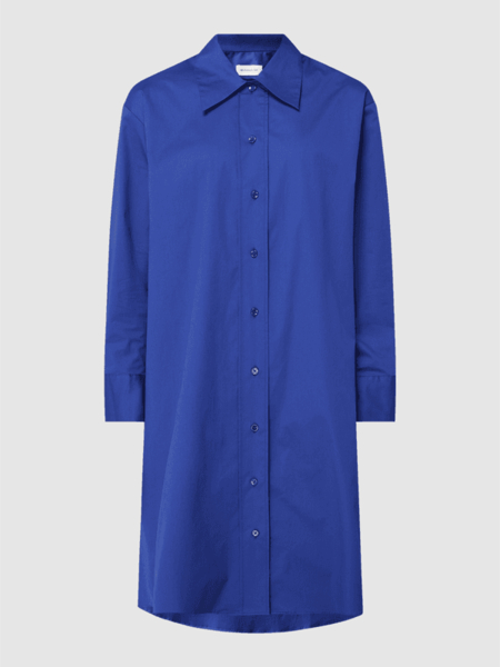 Niebieska sukienka Seidensticker z długim rękawem z bawełny mini