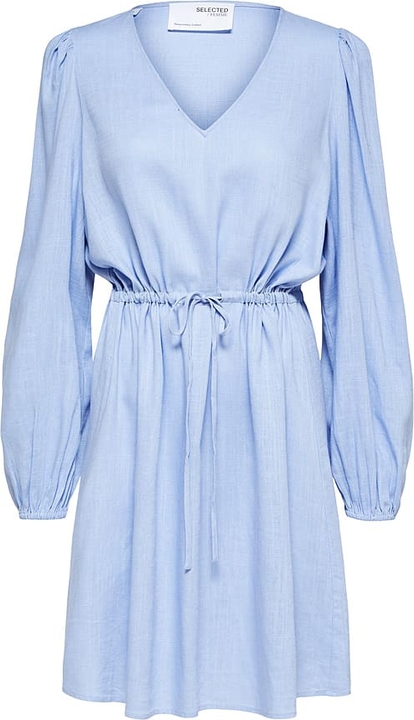 Niebieska sukienka Selected Femme mini z długim rękawem