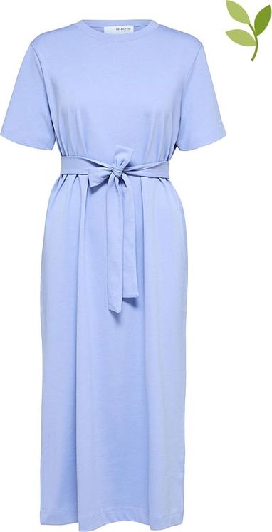 Niebieska sukienka Selected Femme w stylu casual z krótkim rękawem maxi