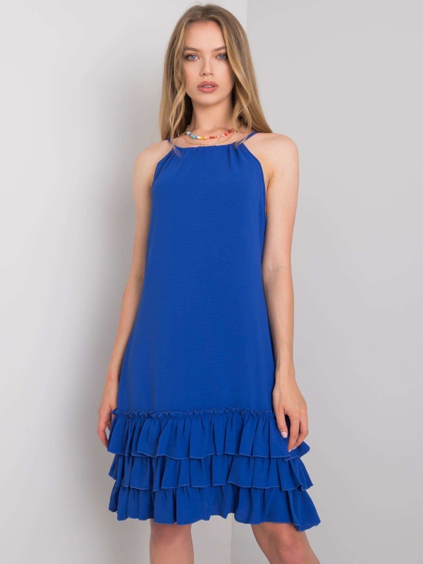 Niebieska sukienka Sheandher.pl mini z okrągłym dekoltem