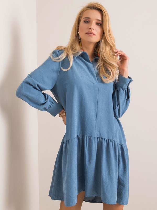 Niebieska sukienka Sheandher.pl w stylu casual mini z długim rękawem